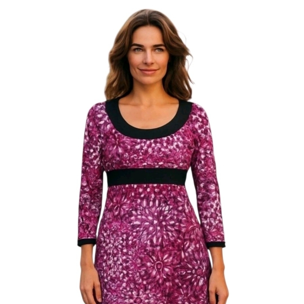 𝅺maggy London Pink Geometric Lined Scoop Neck Knee Length Sheath Dress Size 6